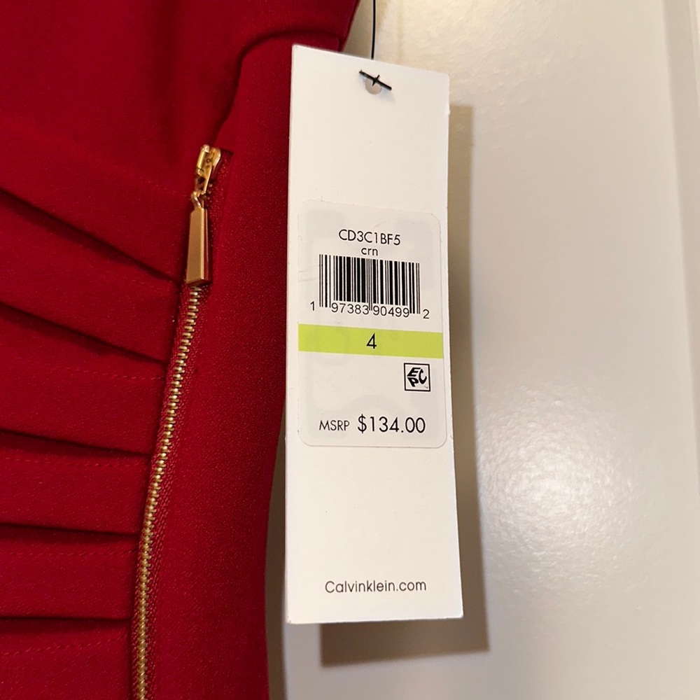 NWT! Maroon CALVIN KLEIN Sleeveless Starburst Sheath Dress - Size 4 - Picture 5 of 7